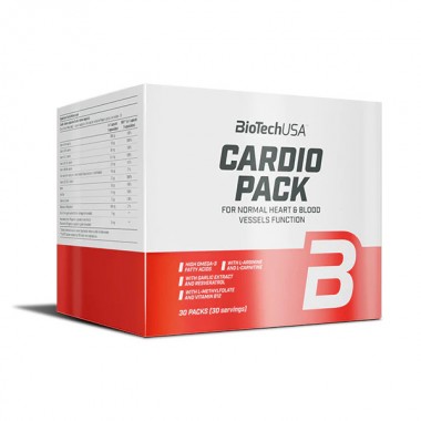 Biotech USA Cardio Pack 30 пакетиків, полівітамінний препарат з мінералами, ресвератролом, L-карнітином, L-аргініном і незамінними жирними кислотами Biotech USA Cardio Pack 30 пакетиків, полівітамінний препарат з мінералами, ресвератролом, L-карнітином, L-аргініном і незамінними жирними кислотами