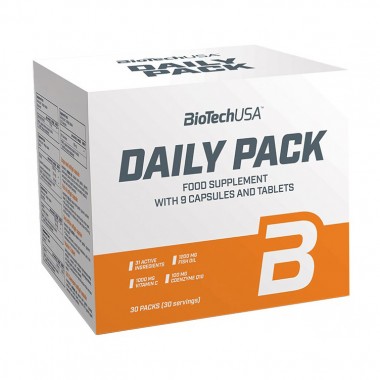 Biotech USA Daily Pack 30 пакетиків, повний полівітамінний препарат з мінералами, коензимом Q10, екстрактом виноградних кісточок, лецитином і незамінними жирними кислотами Biotech USA Daily Pack 30 пакетиків, повний полівітамінний препарат з мінералами, коензимом Q10, екстрактом виноградних кісточок, лецитином і незамінними жирними кислотами